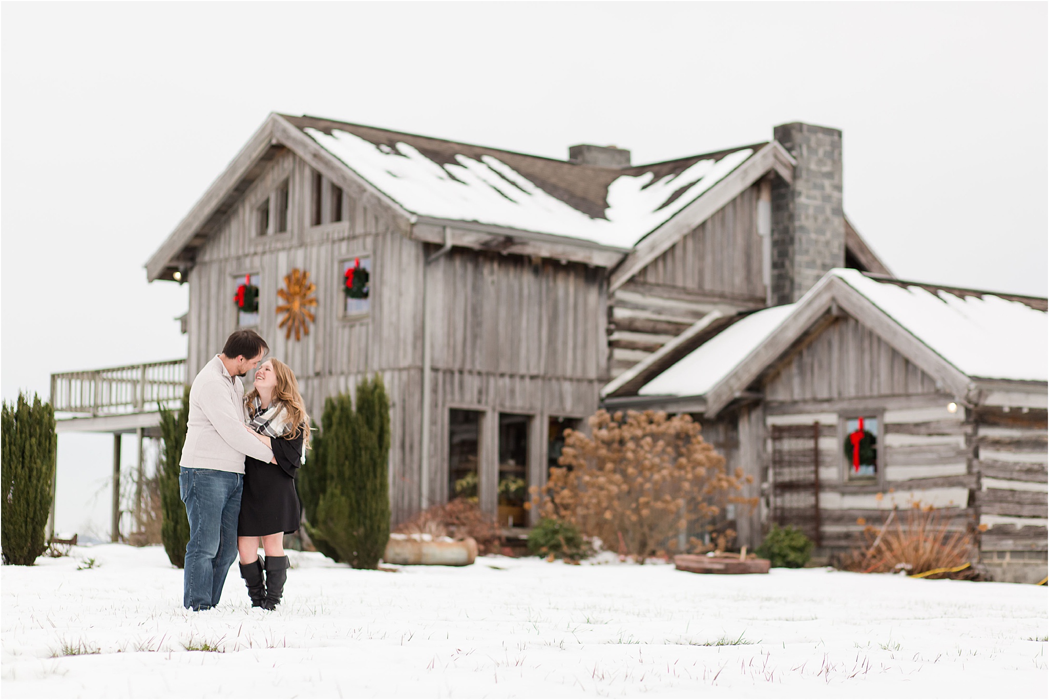 Winter The Barn at Madison Ridge Engagement Session Katie and Oliver