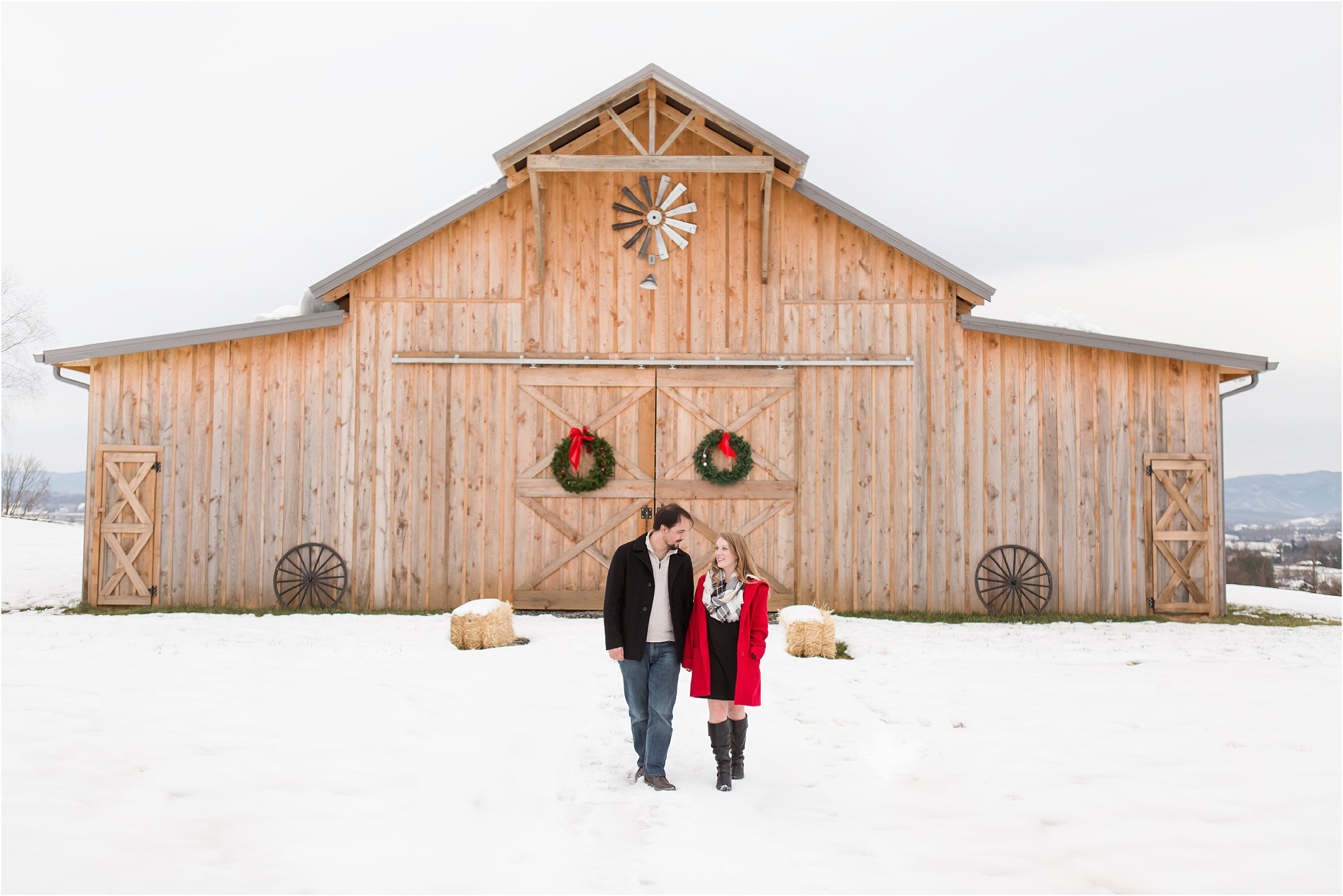 Winter The Barn at Madison Ridge Engagement Session Katie and Oliver